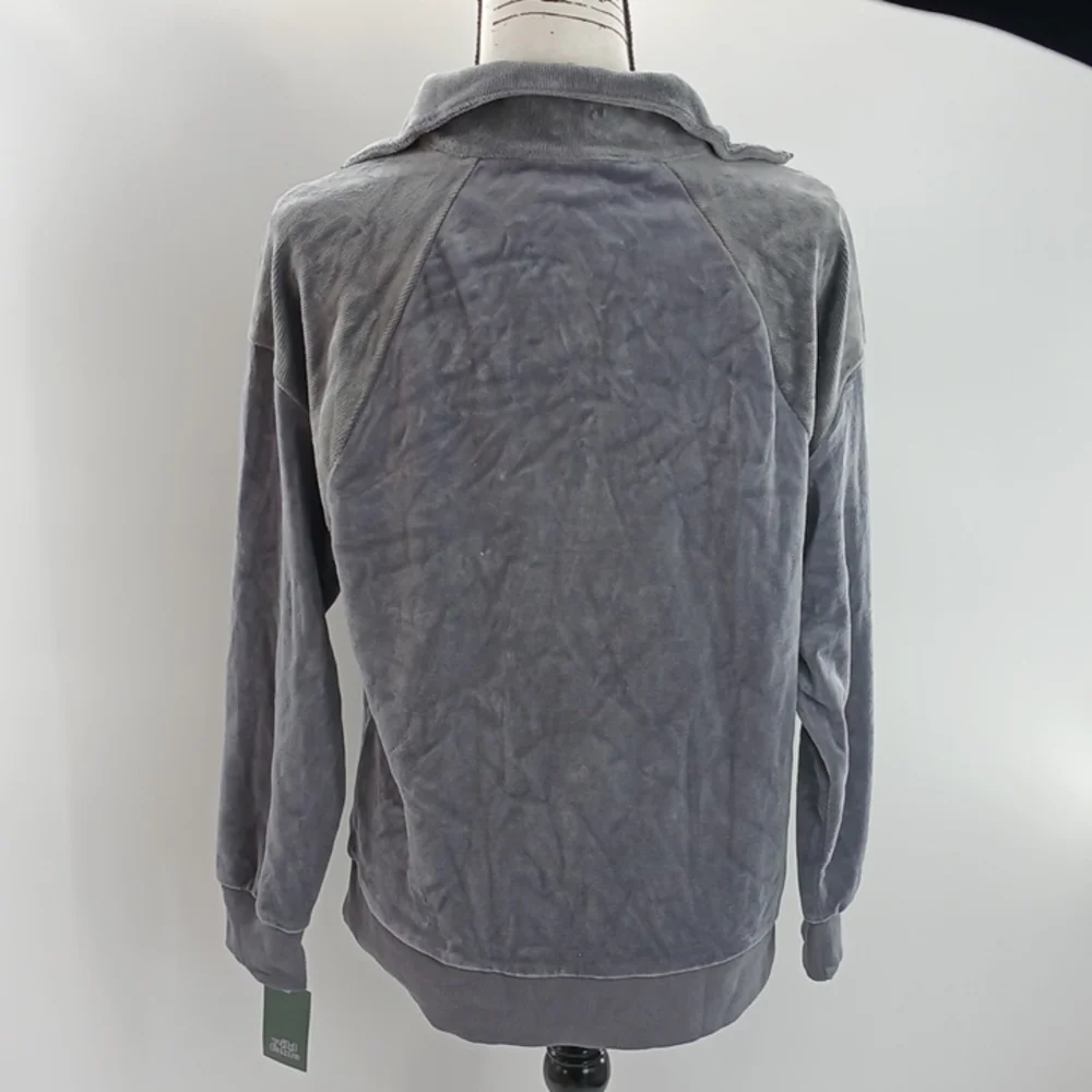 Wild Fable Velour Pullover Womens Quarter Zip Tunic Sweatshirt Gray - Picture 6 of 8